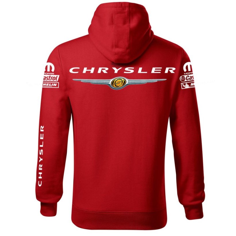 Autóipari Férfi Kapucnis Chrysler - Piros - Méret: 4XL