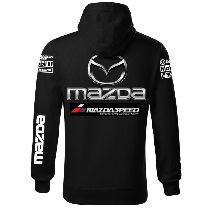 Autóipari Férfi Kapucnis Mazda - Fekete - Méret: XL