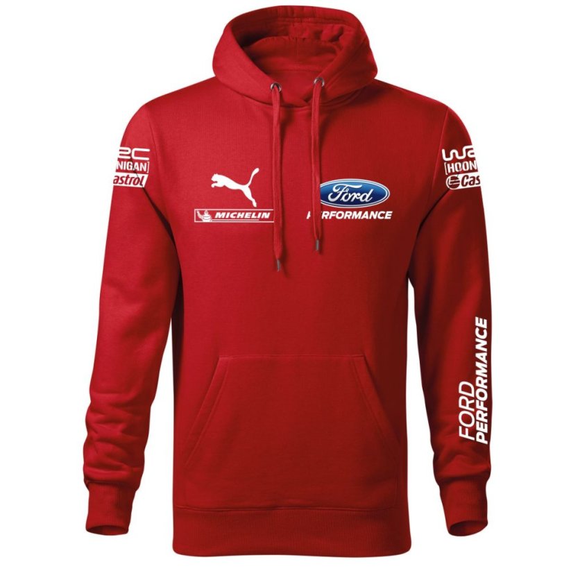 Autóipari Férfi Kapucnis Ford - Piros - Méret: L
