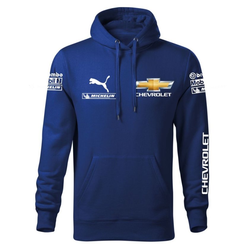 Autóipari Férfi Kapucnis Chevrolet - Kék - Méret: 4XL