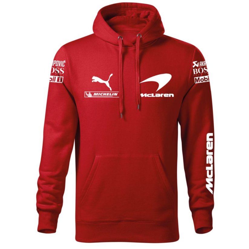 Autóipari Férfi Kapucnis Mclaren - Piros - Méret: 2XL
