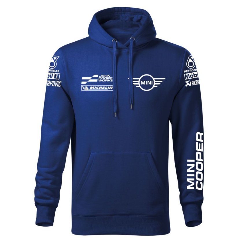 Autóipari Férfi Kapucnis Mini Cooper - Kék - Méret: 3XL