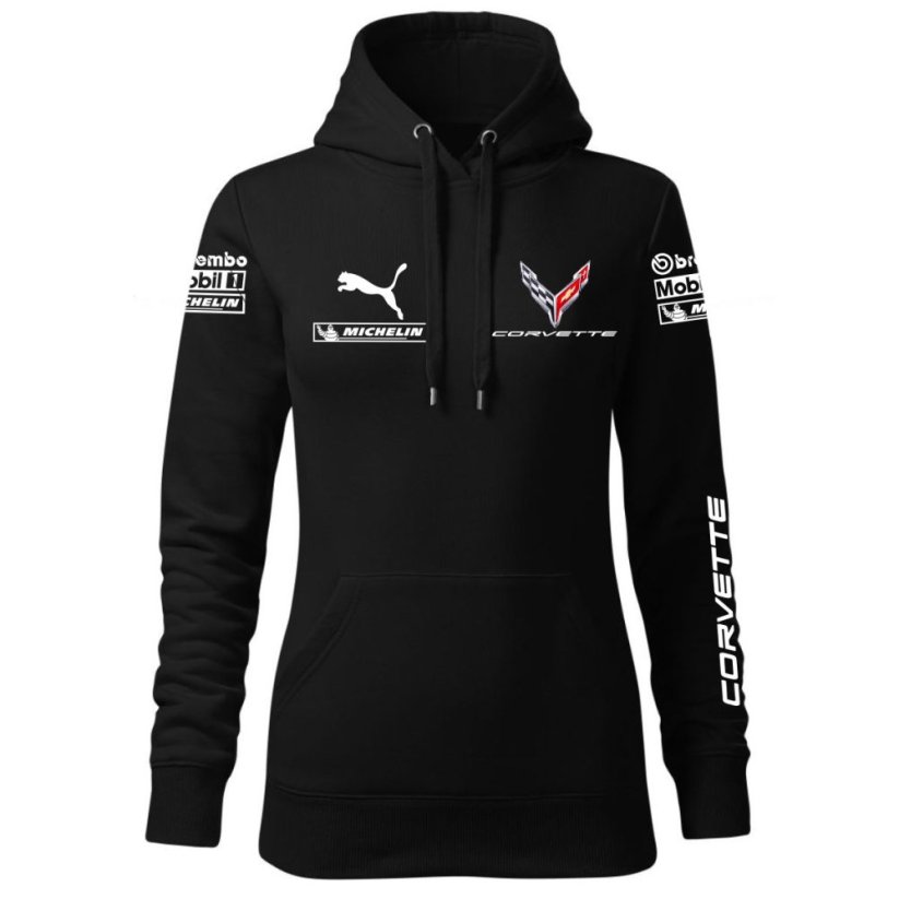 Automobilová Dámská Mikina Corvette - Černá - Velikost: XS