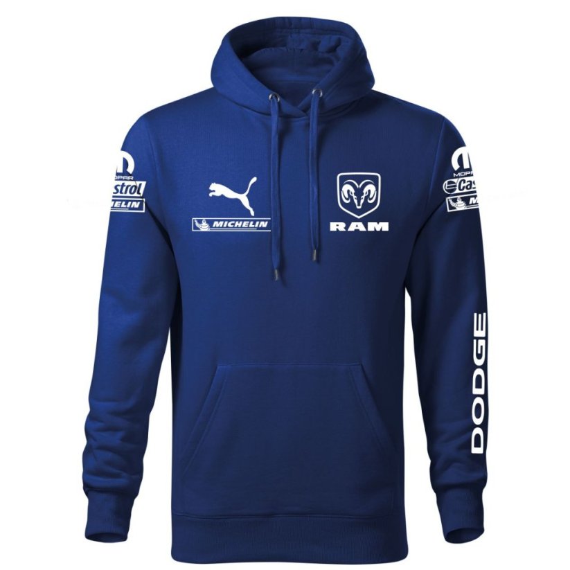 Autóipari Férfi Kapucnis Dodge Ram - Kék - Méret: S