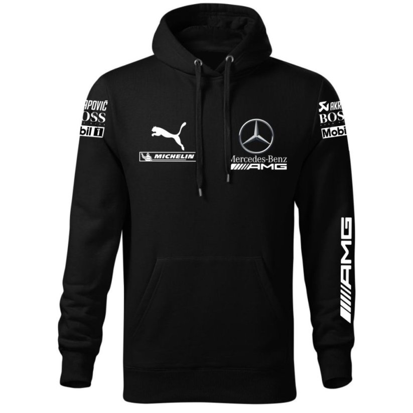Autóipari Férfi Kapucnis Mercedes AMG - Fekete - Méret: 4XL