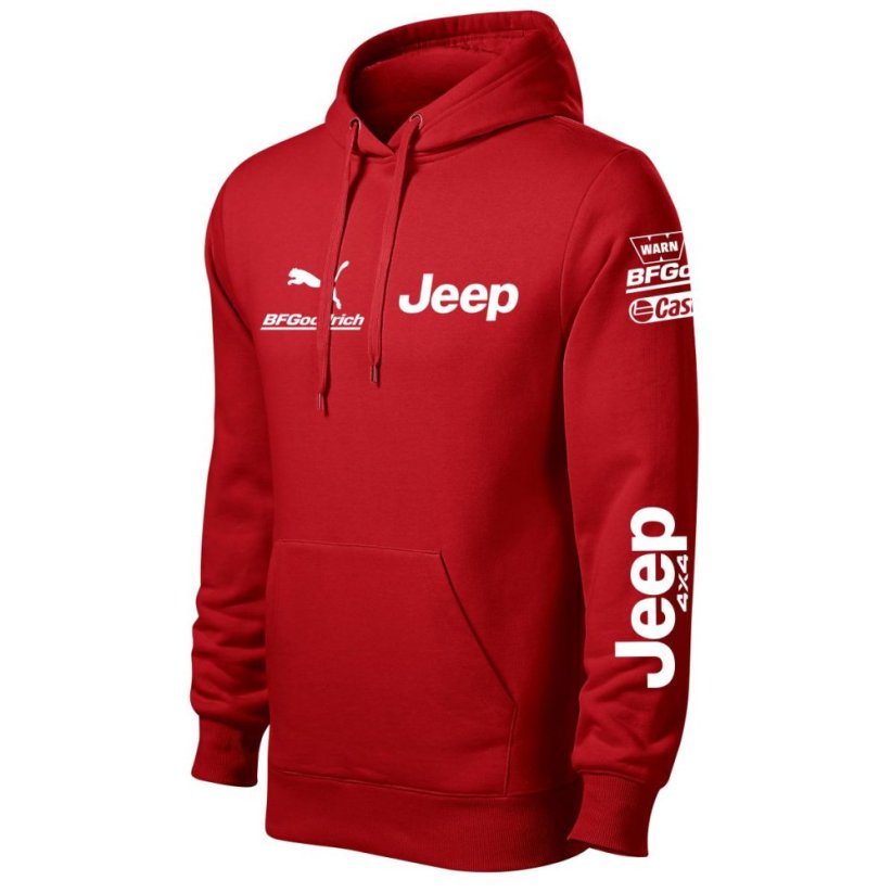 Autóipari Férfi Kapucnis Jeep - Piros - Méret: 3XL