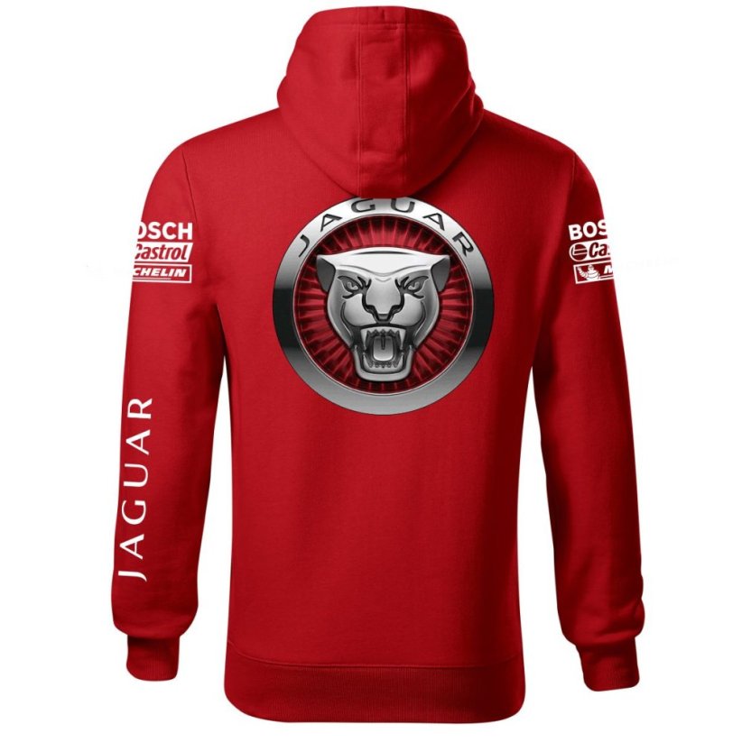 Autóipari Férfi Kapucnis Jaguar 2 - Piros - Méret: 4XL