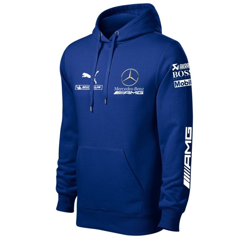 Autóipari Férfi Kapucnis Mercedes AMG - Kék - Méret: S