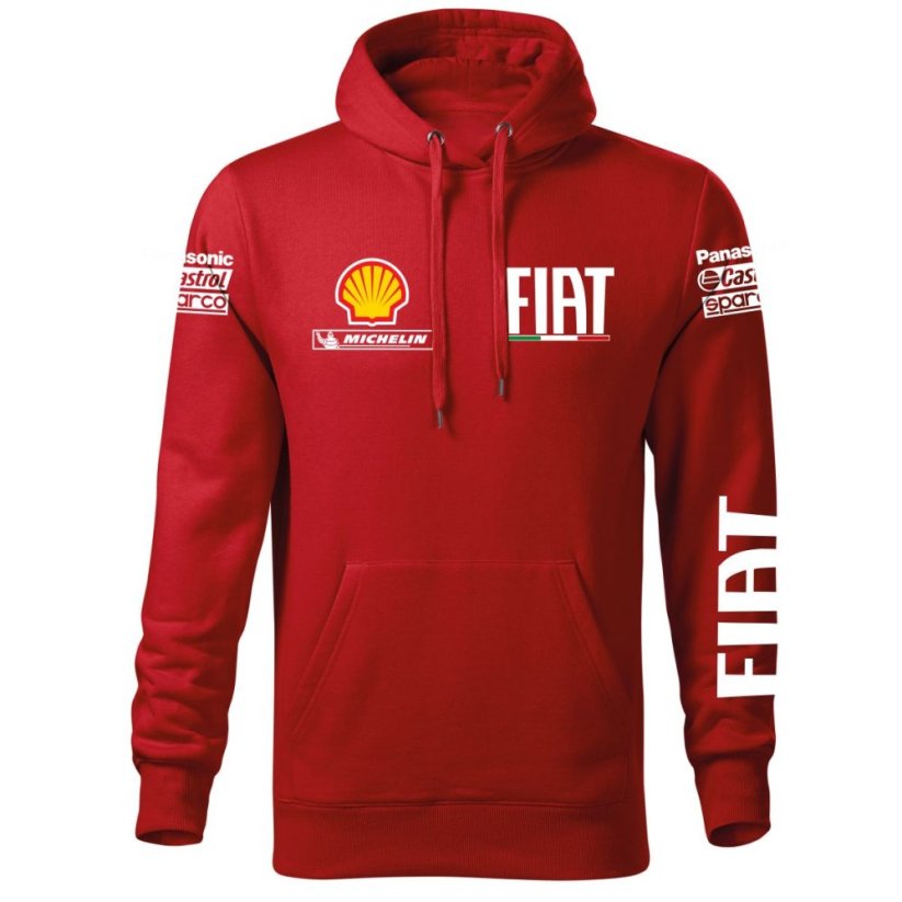 Autóipari Férfi Kapucnis Fiat - Piros - Méret: 2XL