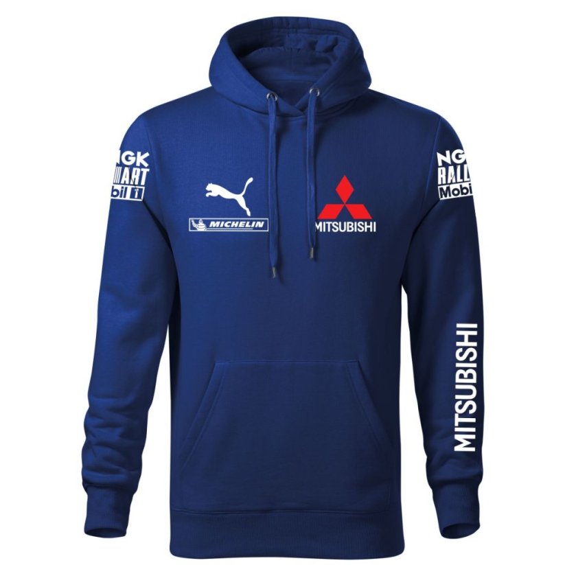 Autóipari Férfi Kapucnis Mitshubishi - Kék - Méret: M