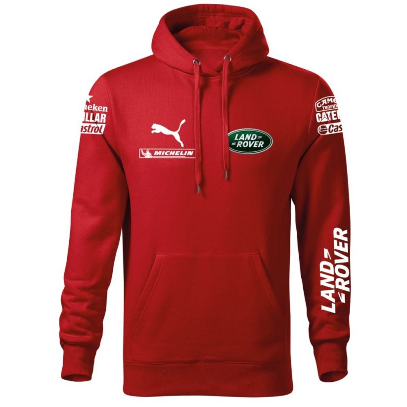 Autóipari Férfi Kapucnis Land Rover - Piros - Méret: L