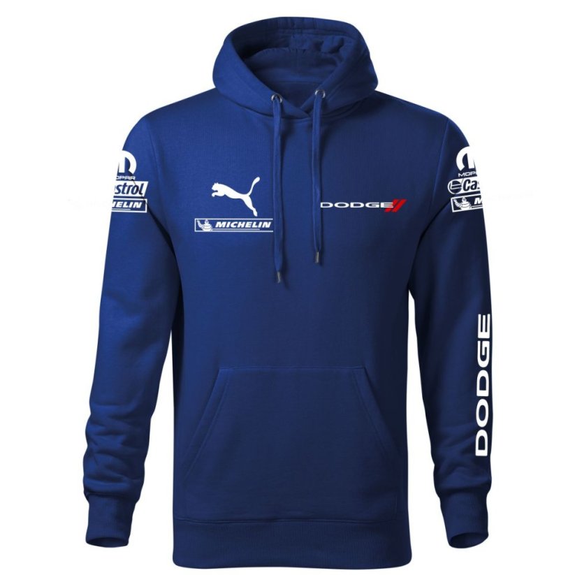 Autóipari Férfi Kapucnis Dodge - Kék - Méret: 4XL