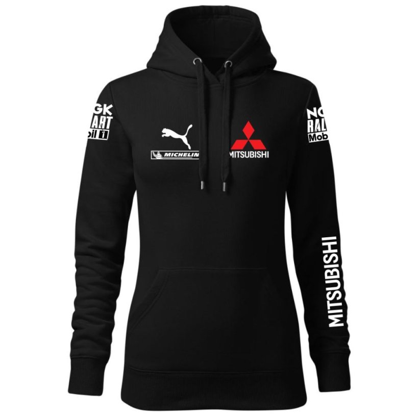 Automobilová Dámská Mikina Mitshubishi - Černá - Velikost: S