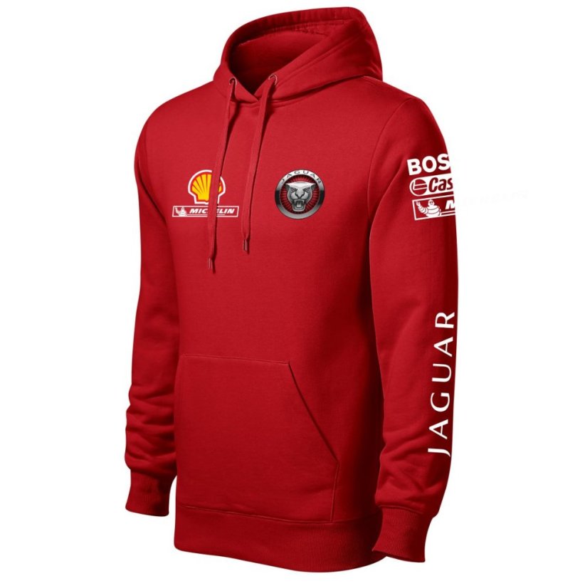 Autóipari Férfi Kapucnis Jaguar 2 - Piros - Méret: 4XL