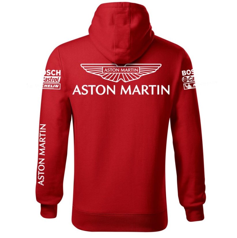 Autóipari Férfi Kapucnis Aston Martin - Piros - Méret: 4XL