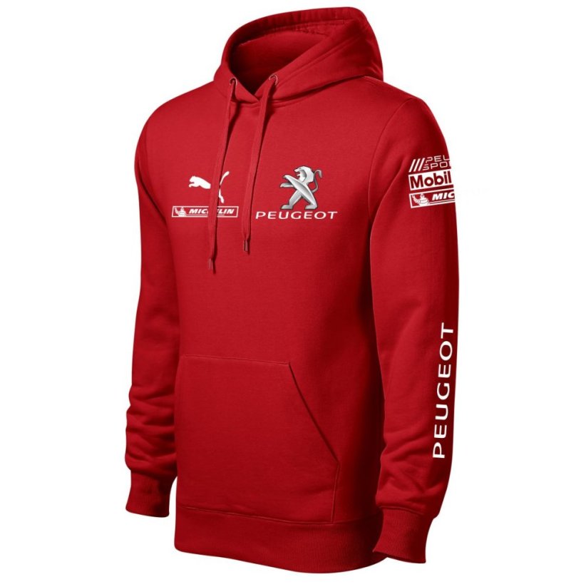 Autóipari Férfi Kapucnis Peugeot - Piros - Méret: M