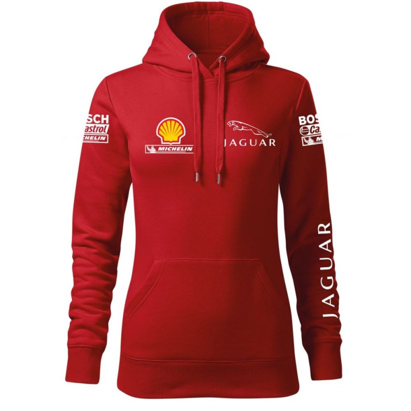 Automobilová Dámská Mikina Jaguar - Červená - Velikost: M