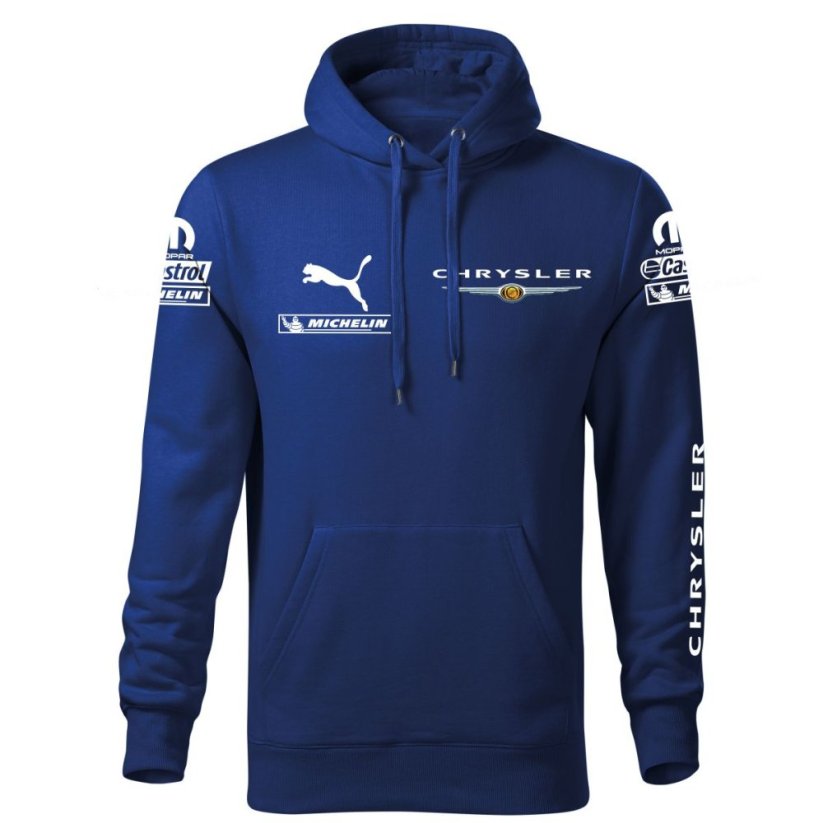 Autóipari Férfi Kapucnis Chrysler - Kék - Méret: S
