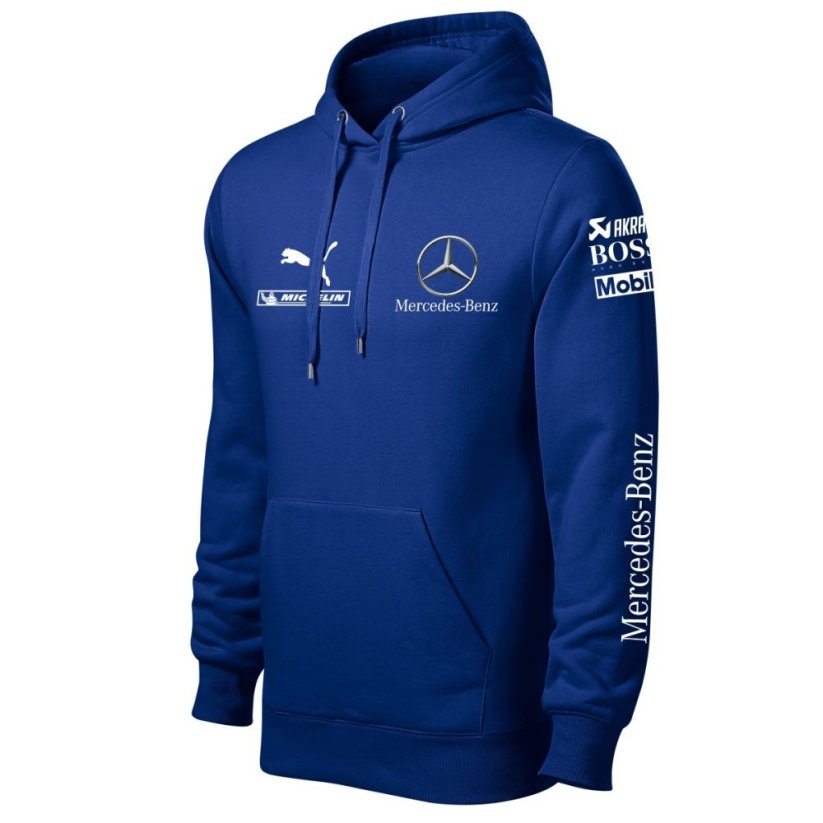Autóipari Férfi Kapucnis Mercedes Benz - Kék - Méret: 4XL